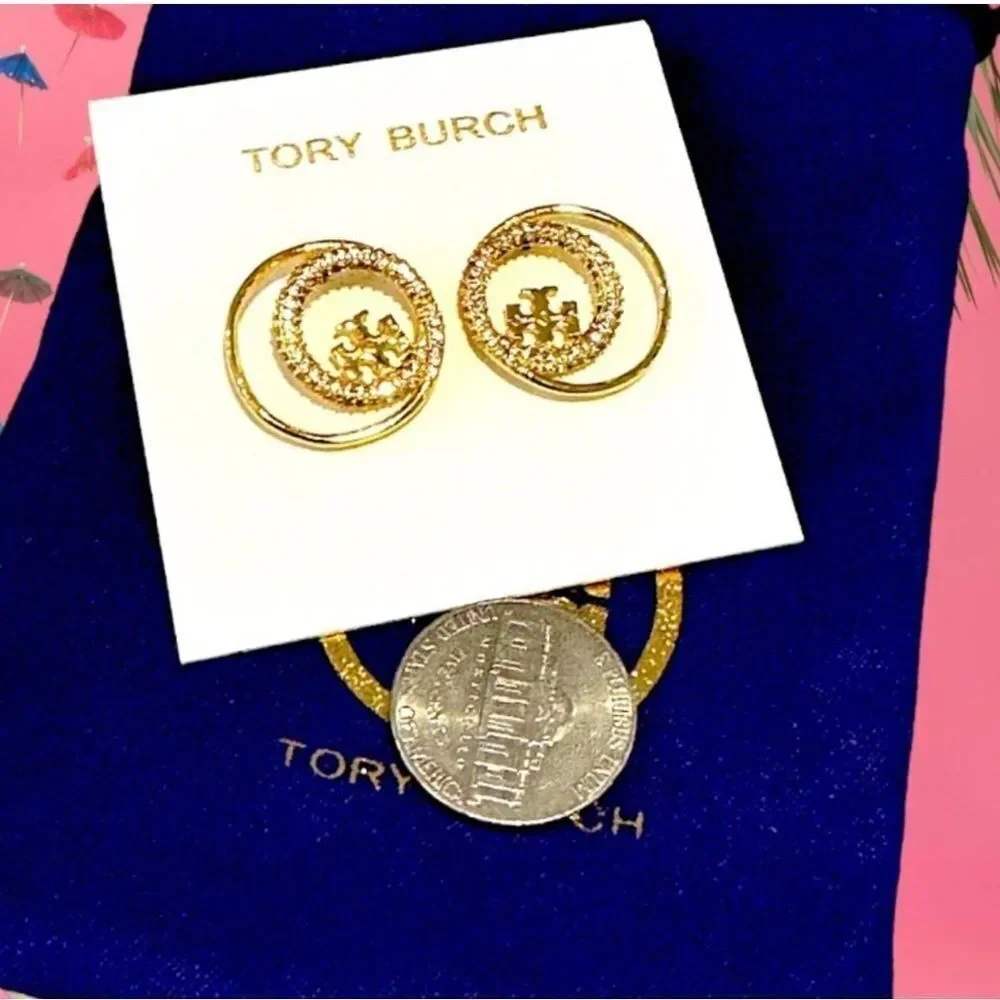 Tory Burch Gold Double Circle Earrings